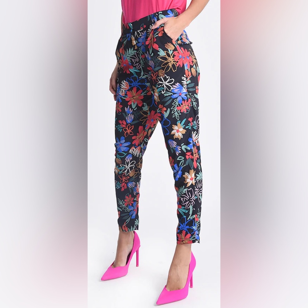 Molly Bracken Floral Print Pant, Black / Multi, sz L